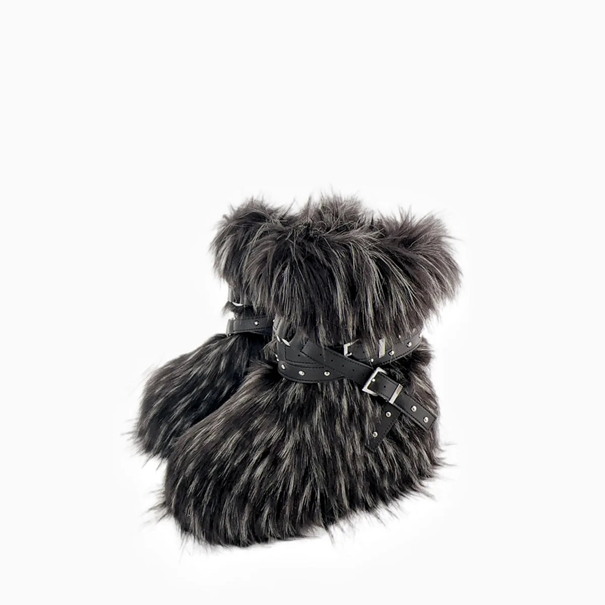 Y2K Faux Fur Boots Women Winter Snow Boots Luxury Fluffy Fuzzy Boots Warm Cozy Mid-Calf Ski Boots